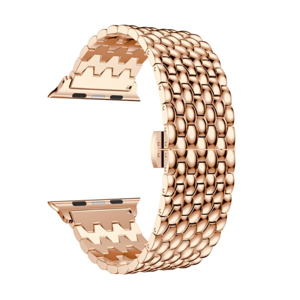 Metallarmband i Fjärilspänne Apple Watch Series 10 42mm Roséguld