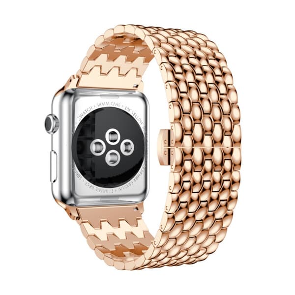 Metallarmband i Fjärilspänne Apple Watch Series 10 42mm Roséguld