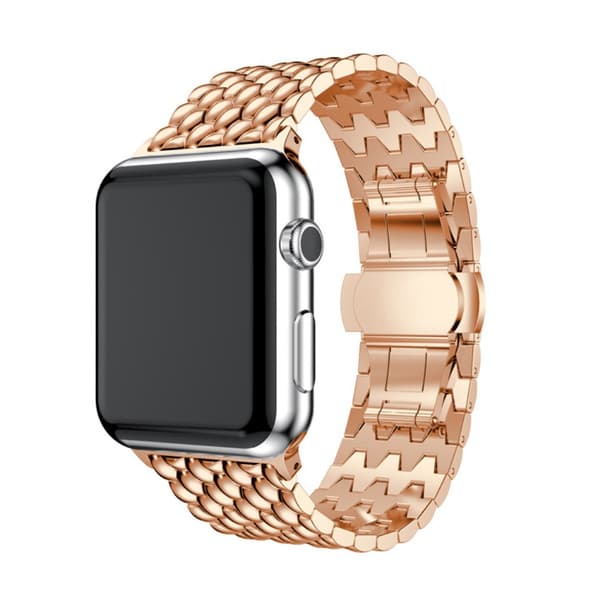 Metallarmband i Fjärilspänne Apple Watch Series 10 42mm Roséguld