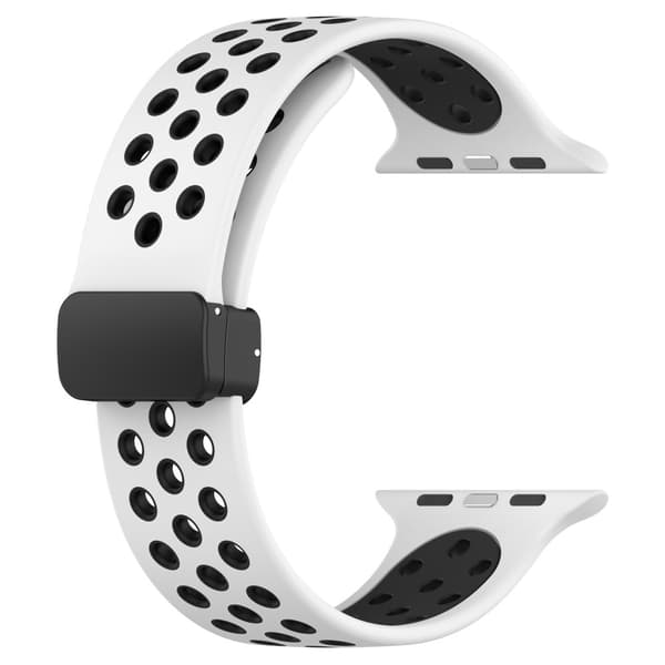 Silikonarmband Sport Apple Watch Series 10 46mm Vit/Svart