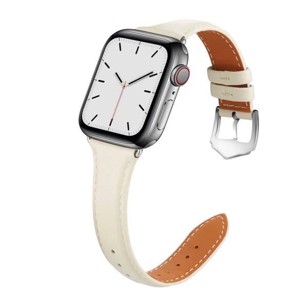 Smalt Läderarmband Apple Watch Series 10 46mm Vit