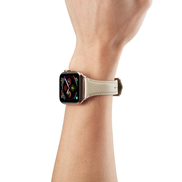 Smalt Läderarmband Apple Watch Series 10 46mm Vit