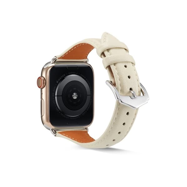 Smalt Läderarmband Apple Watch Series 10 46mm Vit