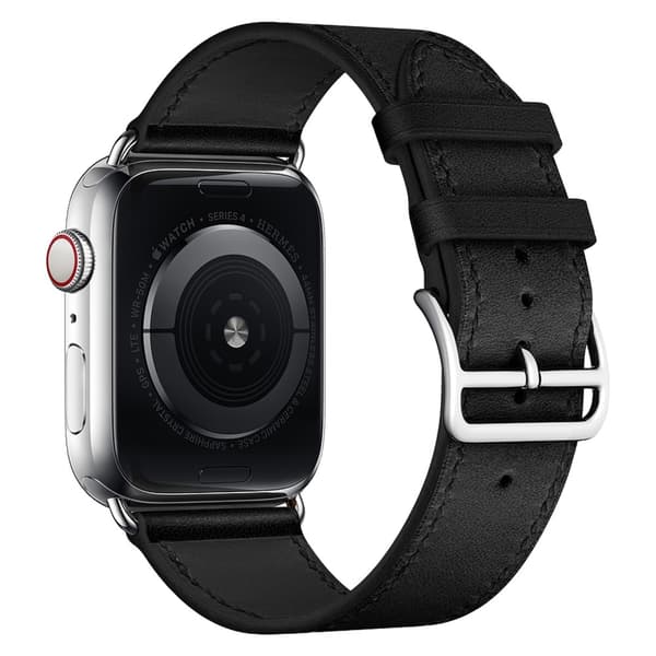 Äkta Läderarmband Apple Watch Series 10 46mm Svart