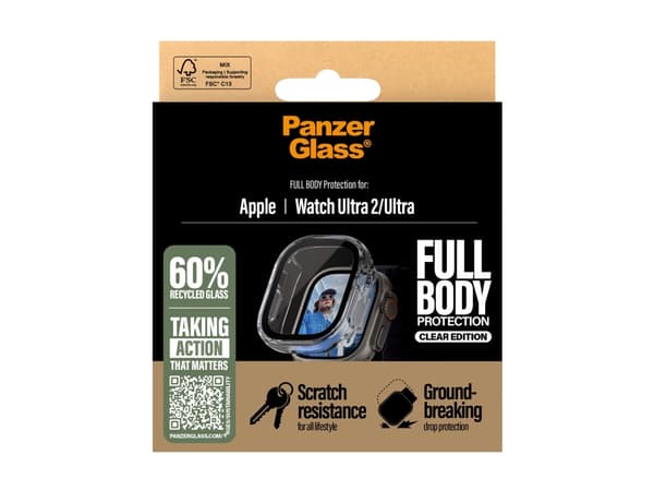 PanzerGlass Snappie - Beskyttende deksel frontdeksel for smartarmåndsur - full kropp, kraftig - 100 % resirkulert polykarbonat, 100 % resirkulert ter