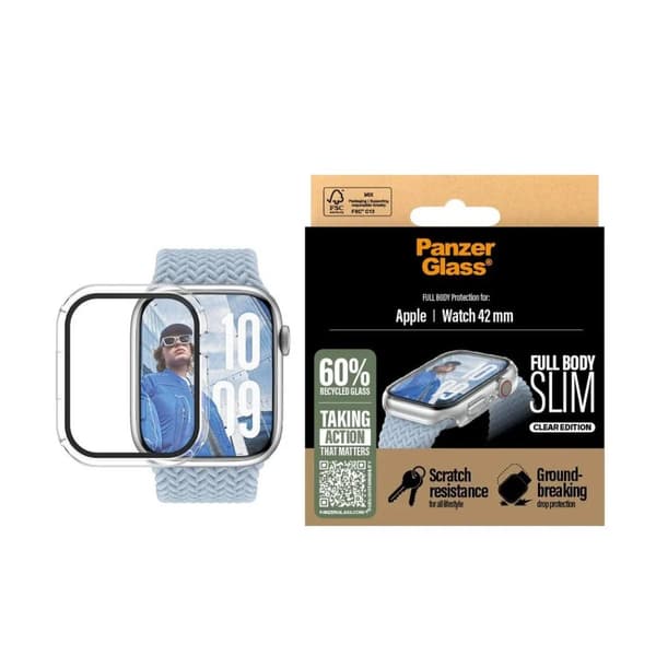 PanzerGlass ® Screen Protector Snappie Full Body Slim Transparent Apple Watch Series 10 | 42mm, Apple, Apple - Watch Series 10 42mm, Dry application,