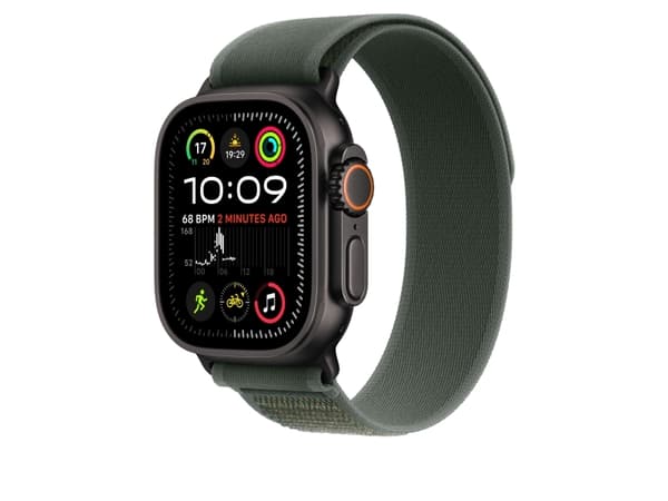 Apple 49mm Green Trail Loop - S/M - Black Titanium Finish, Band, Smartwatch, Green, Apple, Apple Watch Models 44mm 45mm 46mm 49mm, Nylon, Polyester,