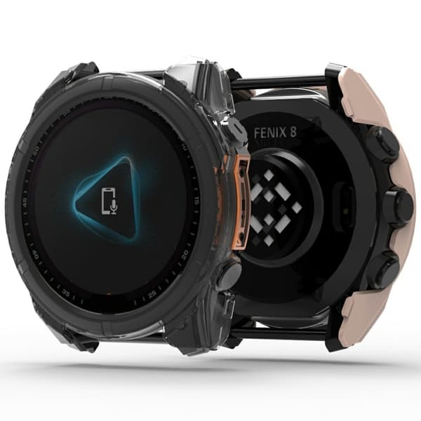 För Garmin Fenix 8 43 mm AMOLED hård PC Watch-fodral Skal med härdat glas