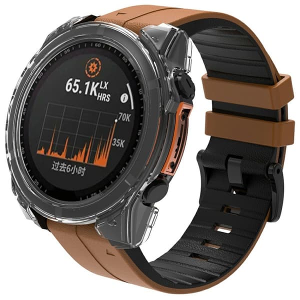 För Garmin Fenix 8 43 mm AMOLED hård PC Watch-fodral Skal med härdat glas