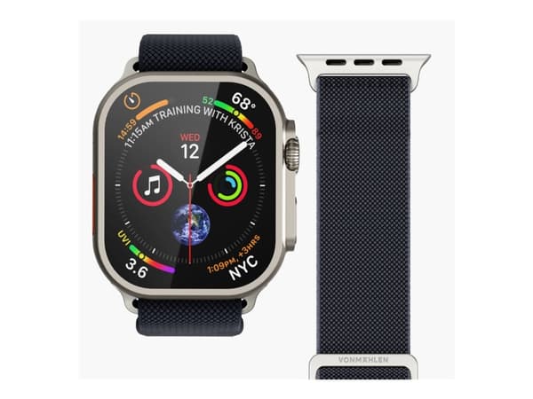Vonmählen Classic Nylon Loop, Band, Smartklokke, Marineblå, Apple, Apple Watch 42 / 44 / 45 / 49 mm, Nylon