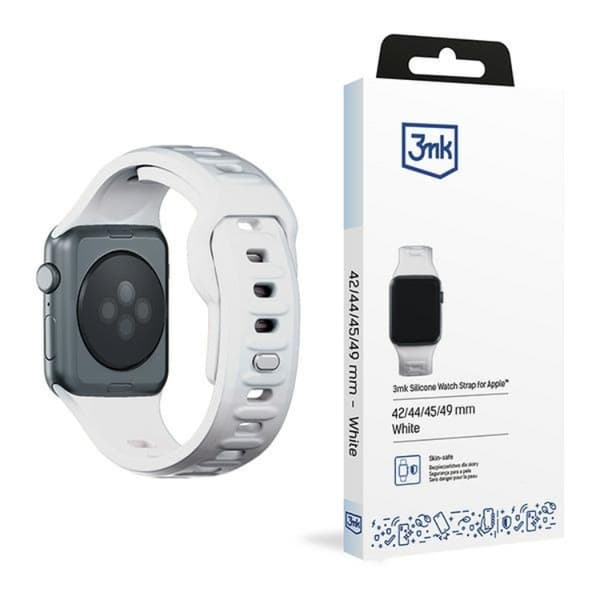 3mk Apple Watch (42/44/45/49mm) Armband Silikon - Vit