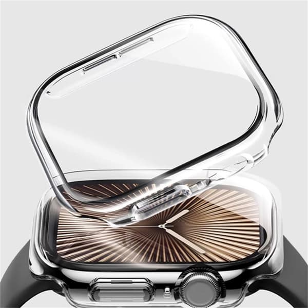 For A Watch Series 10 42mm Etui Shell med hærdet glas - Gennemsigtig