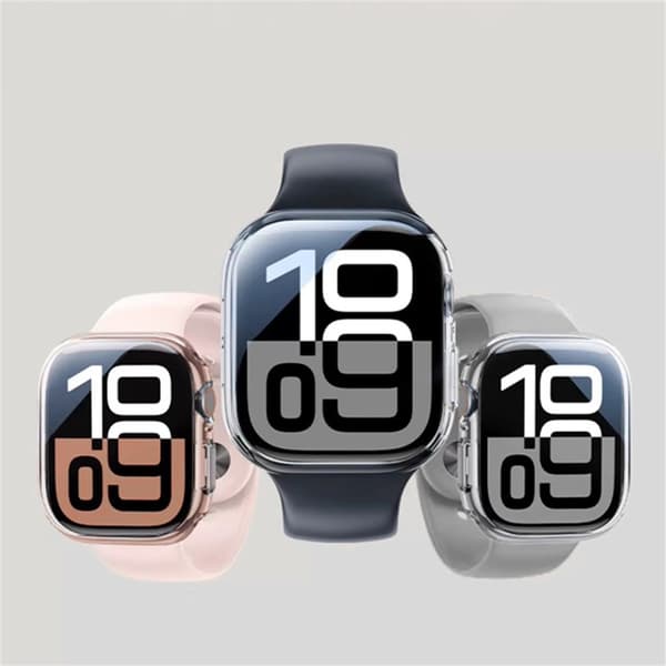 For A Watch Series 10 42mm Etui Shell med hærdet glas - Gennemsigtig
