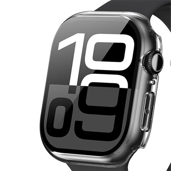 For A Watch Series 10 42mm Etui Shell med hærdet glas - Gennemsigtig
