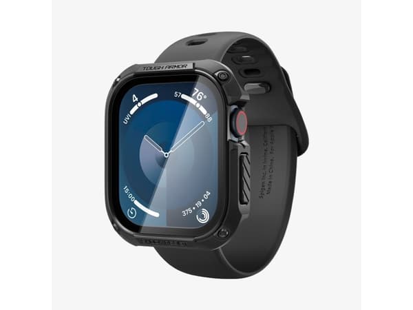 Spigen Tough Armor, Case, Smartwatch, Black, Apple, Apple Watch 10 (46mm), Polycarbonate (PC), Thermoplastic polyurethane (TPU)