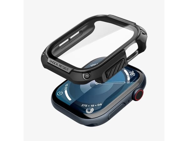 Spigen Tough Armor, Case, Smartwatch, Black, Apple, Apple Watch 10 (46mm), Polycarbonate (PC), Thermoplastic polyurethane (TPU)