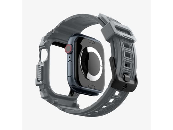 Spigen Rugged Armor Pro, Ask, Smartwatch, Mörkgrå, Apple, Apple Watch 10 (46mm), Termoplastisk polyuretan (TPU)