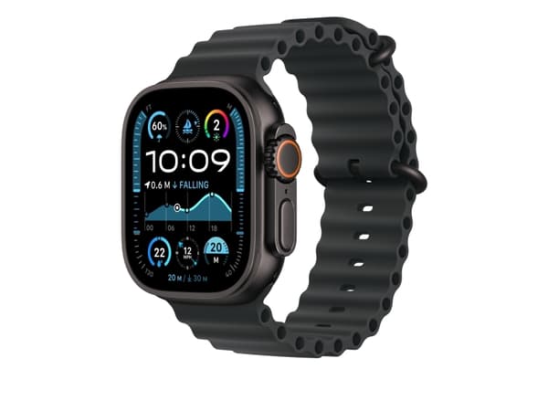 Apple 49mm Black Ocean Band Extension - Black Titanium Finish, Band, Smartwatch, Black, Apple, Apple Watch Models 44mm 45mm 46mm 49mm, Fluoroelastome