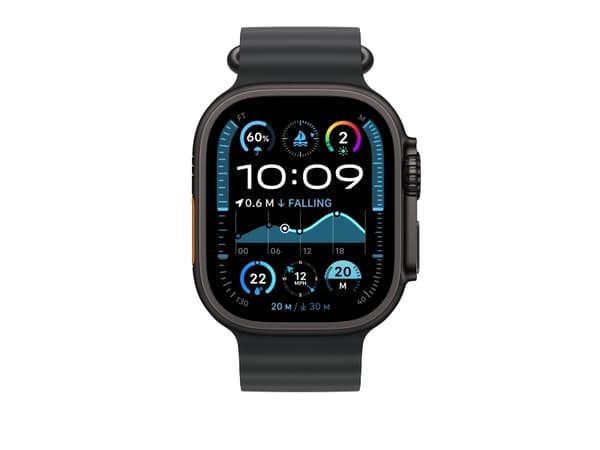 Apple 49mm Black Ocean Band Extension - Black Titanium Finish, Band, Smartwatch, Black, Apple, Apple Watch Models 44mm 45mm 46mm 49mm, Fluoroelastome