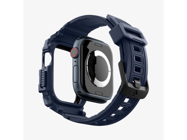 Spigen Rugged Armor Pro, Case + Band, Smartwatch, Navy, Apple, Apple Watch 10 (46mm), Thermoplastic polyurethane (TPU)