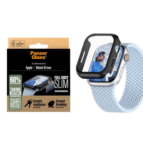 PanzerGlass Näytönsuoja - Apple Watch 10 - 41mm FullBody Slim - Musta
