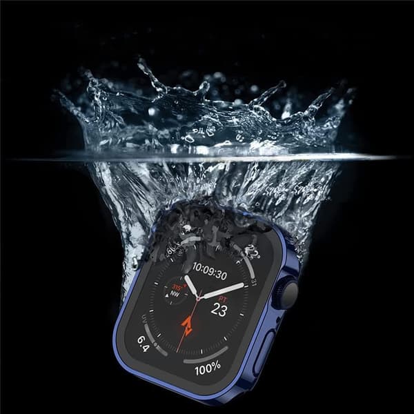 Hårt fodral för Apple Watch Skärmskydd i härdat glas Ultratunt hållbart skyddsfodral för iWatch SE 6 5 Star Light (Färg: blå, storlek: 45 mm)