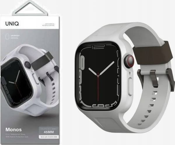 UNIQ apyrankė Monos 2in1 Apple Watch Strap + Case Series 4/5/6/7/8/9/SE/SE2 44/45mm. pilkos spalvos