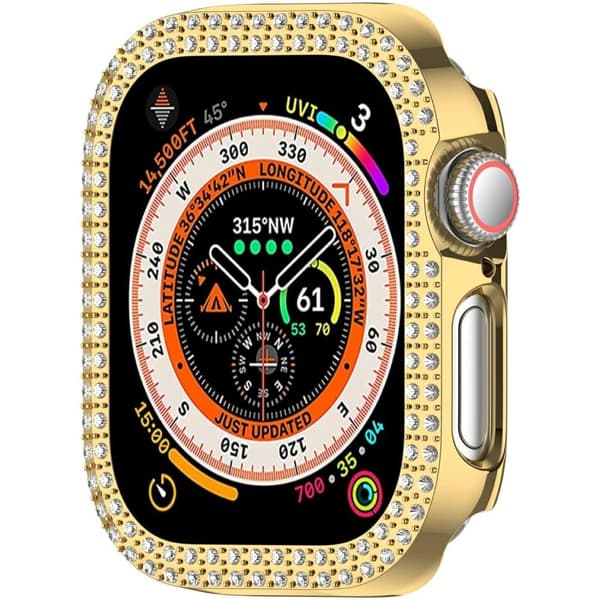 För A Watch Series 10 42mm Fodral Skal Ram Bling Rhinestone Decor - Guld