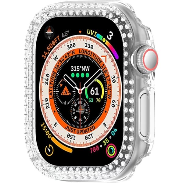 För A Watch Series 10 42mm Fodral Skal Ram Bling Rhinestone Decor - Transparent