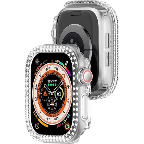 För A Watch Series 10 42mm Fodral Skal Ram Bling Rhinestone Decor - Transparent