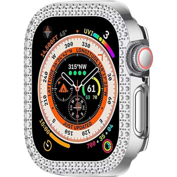 For A Watch Series 10 42mm Case Cover Frame Bling Rhinestone Decor - Sølv