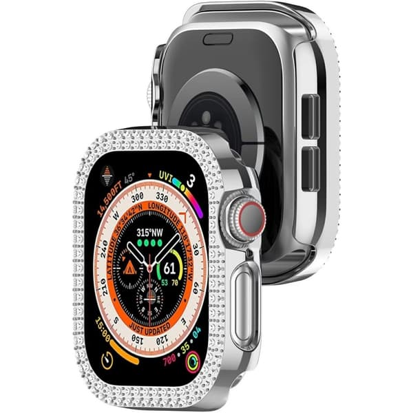For A Watch Series 10 42mm Case Cover Frame Bling Rhinestone Decor - Sølv