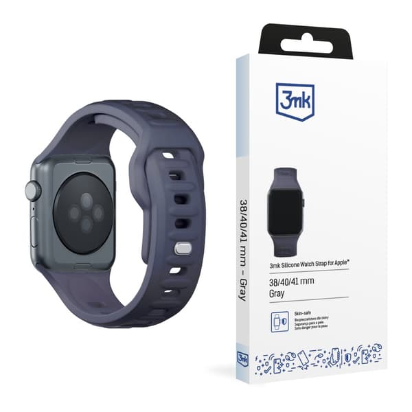 38/40/41/42 mm Gray (small) - 3mk Silicone Watch Strap for Apple