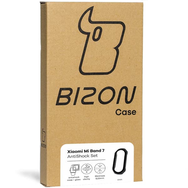 Bizon Case AntiShock -lasinen suojakuorisarja, Xiaomi Mi Band 7, musta