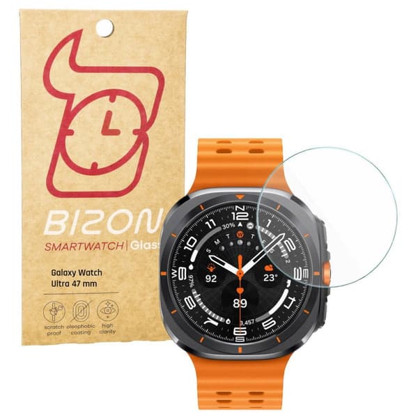Bizon Glass Watch Klar Hærdet Glas Skærmbeskytter til Galaxy Watch Ultra 47mm