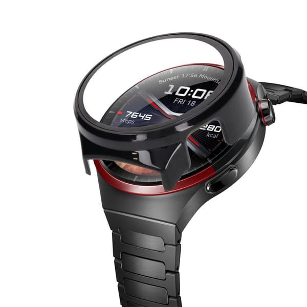 Bizon-fodral + glasklocka för Huawei Watch 4 Pro Space Edition, svart