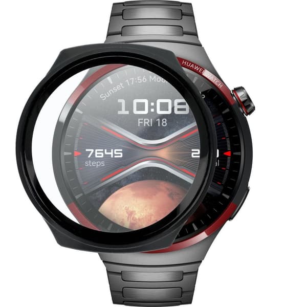 Bizon-fodral + glasklocka för Huawei Watch 4 Pro Space Edition, svart