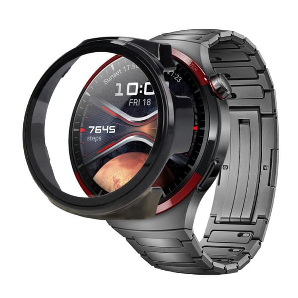 Bizon-fodral + glasklocka för Huawei Watch 4 Pro Space Edition, svart