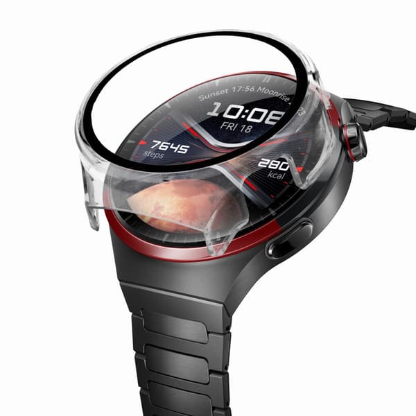 Bizon-etui+glasur til Huawei Watch 4 Pro Space Edition, gennemsigtig