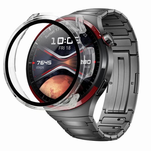 Bizon-etui+glasur til Huawei Watch 4 Pro Space Edition, gennemsigtig