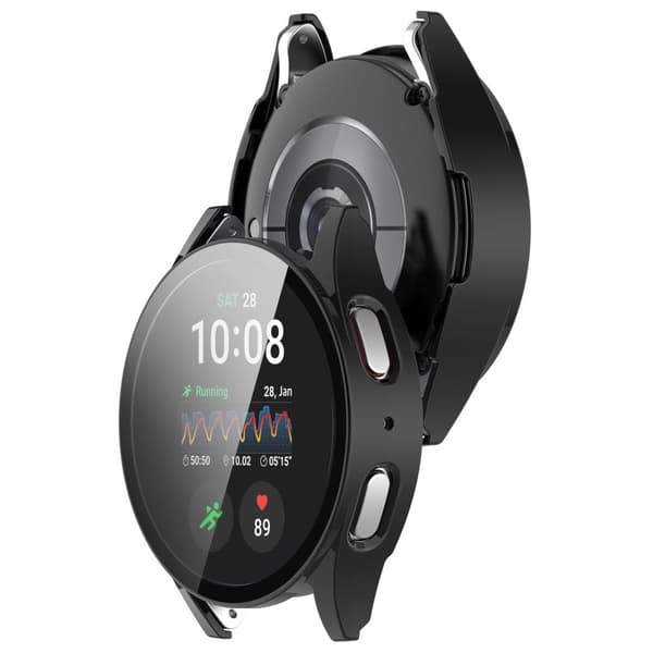 Bizon-fodral + glasklocka för Galaxy Watch 7 44mm, svart