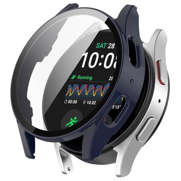 Bizon-fodral + glasklocka för Galaxy Watch 7 44mm, blå