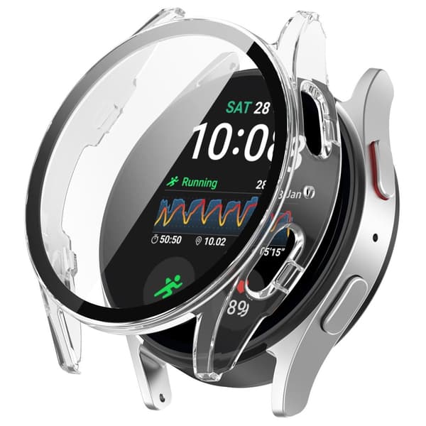 Bizon-fodral+glasklocka för Galaxy Watch 7 44mm, transparent