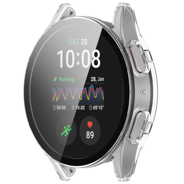Bizon-fodral+glasklocka för Galaxy Watch 7 44mm, transparent