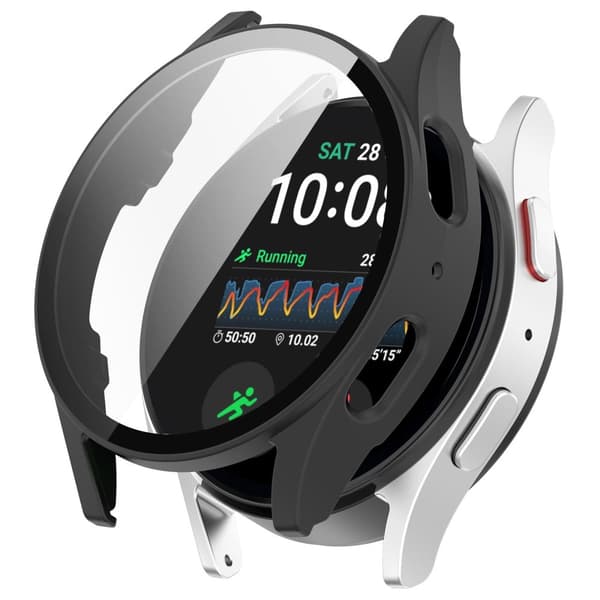 Bizon-fodral + glasklocka för Galaxy Watch 7 44mm, mattsvart