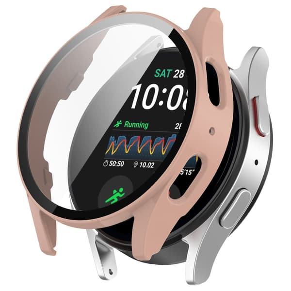 Bizon-fodral + glasklocka för Galaxy Watch 7 40mm, rosa