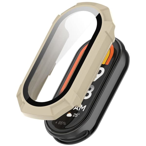 Bizon-fodral + glasklocka för Xiaomi Smart Band 9, beige