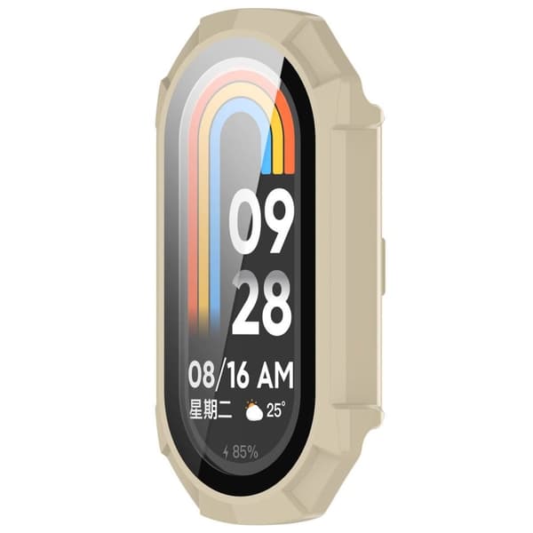 Bizon-fodral + glasklocka för Xiaomi Smart Band 9, beige