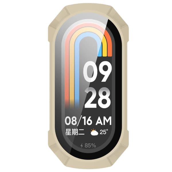Bizon-fodral + glasklocka för Xiaomi Smart Band 9, beige