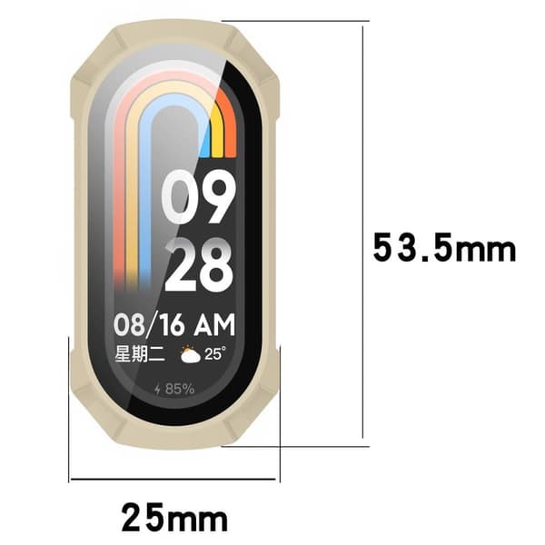 Bizon-fodral + glasklocka för Xiaomi Smart Band 9, beige